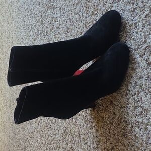 Christian Louboutin Black Suede Heeled Ankle Boots